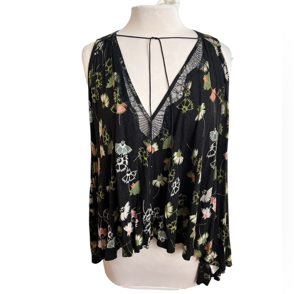 Free People Linen Blend Open Back Floral Tank - Medium